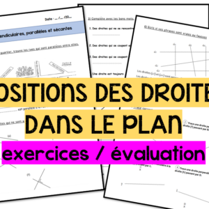 Exercices / évaluation position des droites