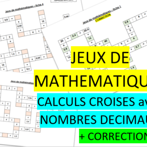 Jeu calculs croisés - Nombres décimaux